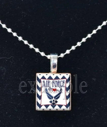 Air Force Mom Scrabble Tile Necklace