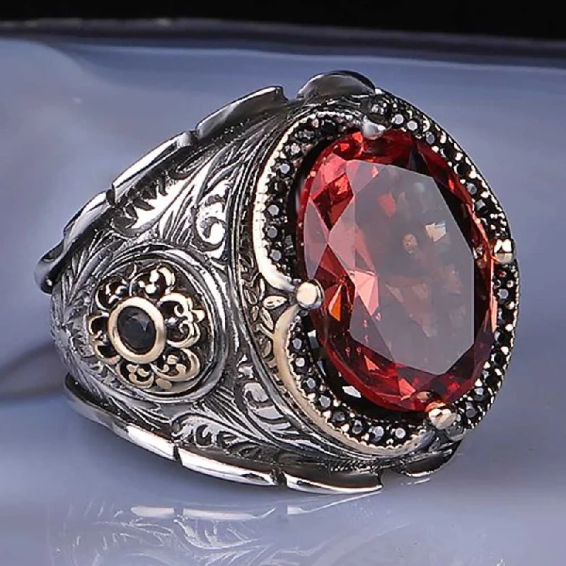 Color Changing Zultanite and Onyx 925 Sterling Silver Mens Ring