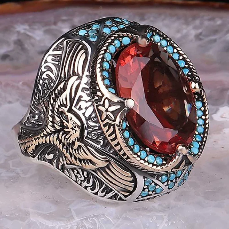 Eagle Style Color Changing Zultanite 925 Sterling Silver Mens Ring