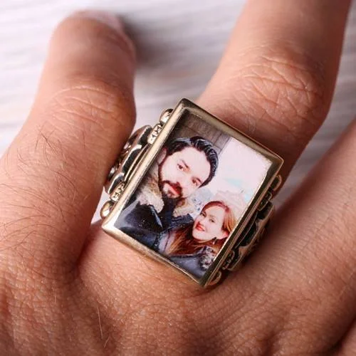 Handmade 925 Sterling Silver Personal Photo Memory Mens Ring