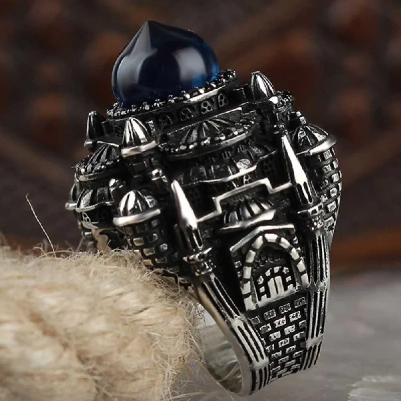 Islamic Mosque Design Heavy 925 Sterling Silver Mens Ring