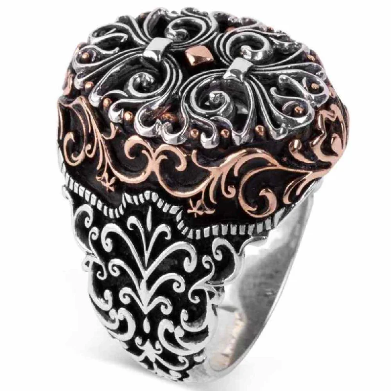 Luxury Engraved 925 Sterling Silver No Stone Mens Ring