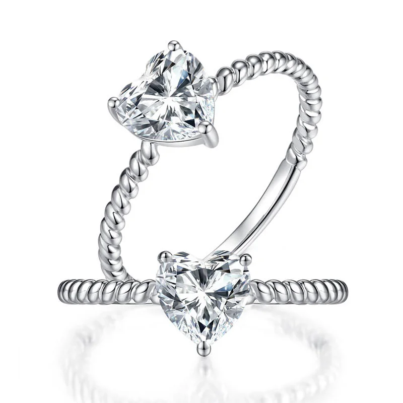 Heart 1 Carat Moissanite Diamond Ring Engagement 925 Sterling Silver MFR8345