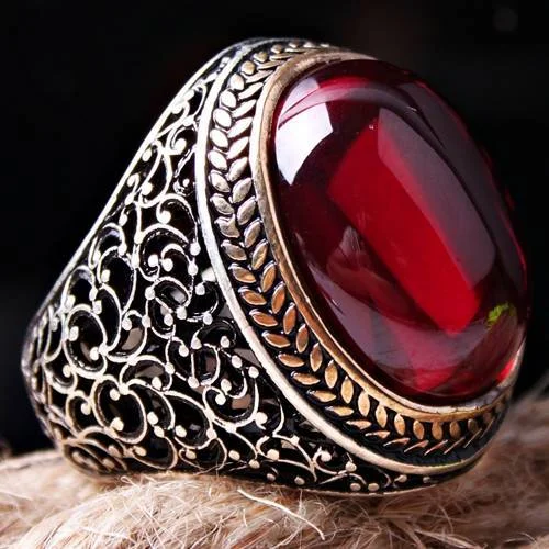 Most Selling Ruby Stone 925 Sterling Silver Elegant Mens Ring