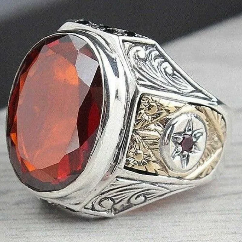 Most Selling Ruby Stone 925 Sterling Silver Handmade Mens Ring