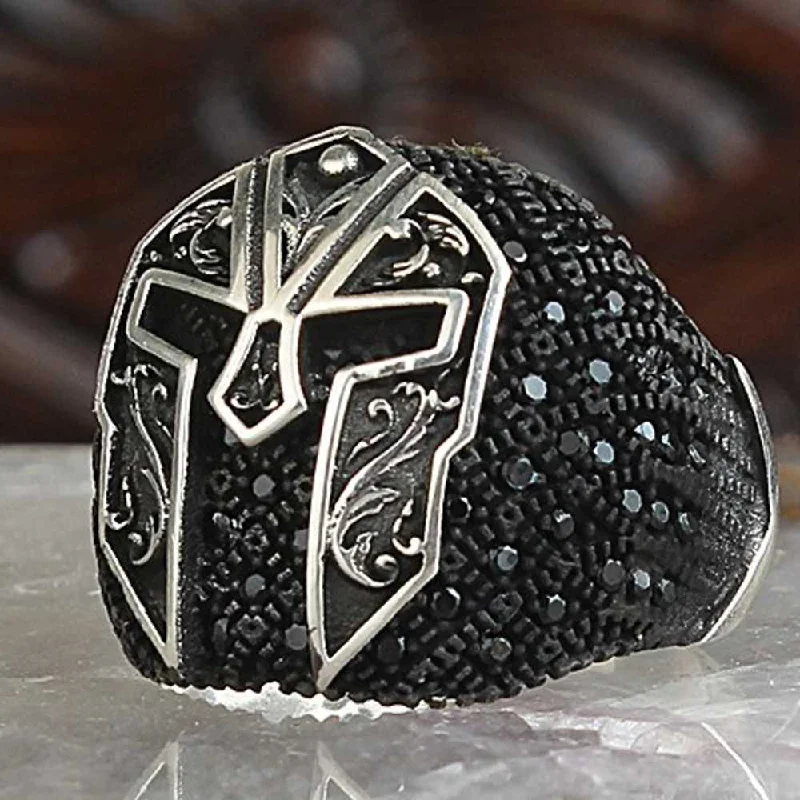 Spartan Design 925 Sterling Silver Multi Onyx Stone Mens Ring