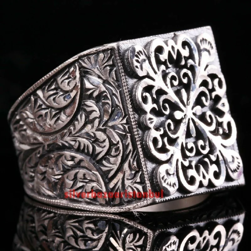 Special Pencil Work 925 Sterling Silver No Stone Mens Ring