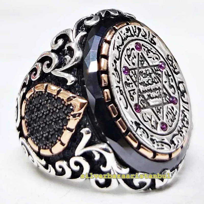 Star of David Design 925 Sterling Silver Luxury Mens Ring