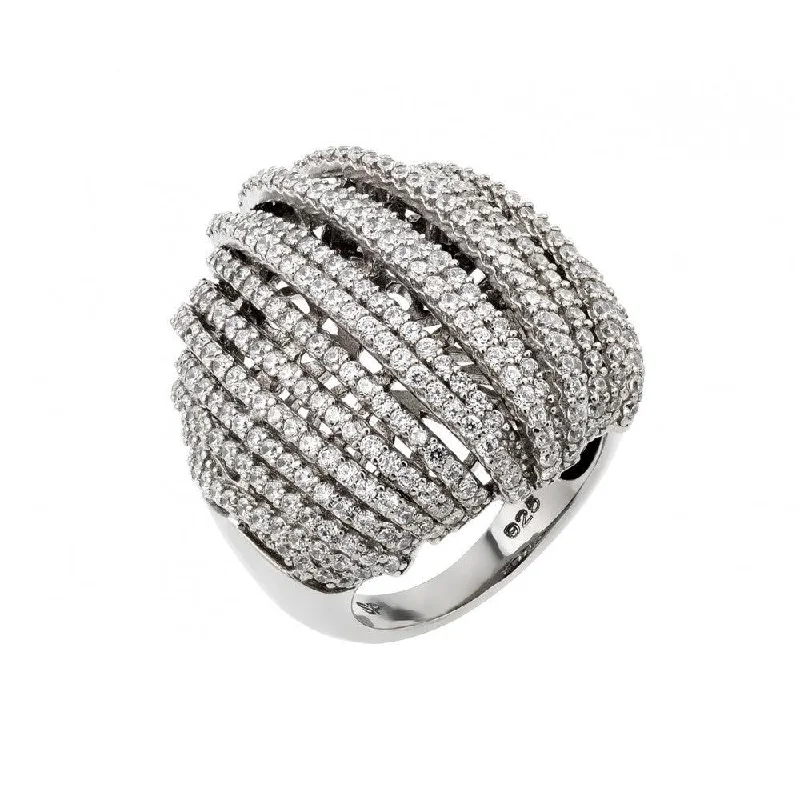 Silver 925 Rhodium Plated Micro Pave CZ Ring - GMR00018