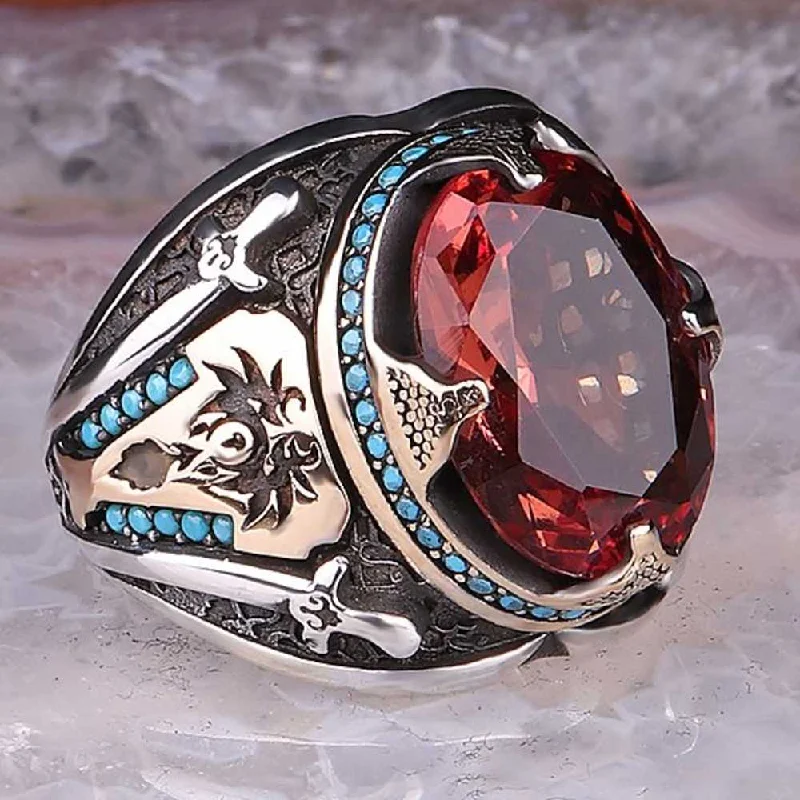 Sword Style Color Changing Zultanite 925 Sterling Silver Mens Ring