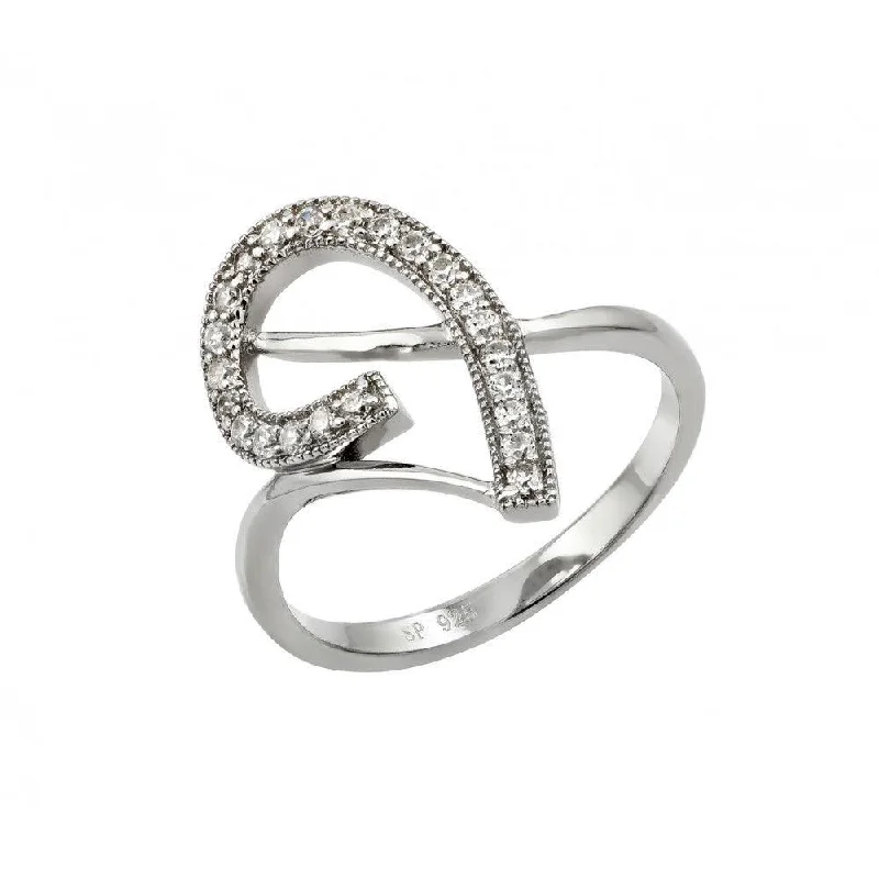 Silver 925 Rhodium Plated Clear CZ Inlay Curl Ring - STR00960