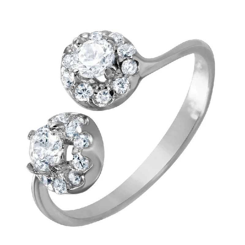 Silver 925 Rhodium Plated CZ Open Ring - BGR00962