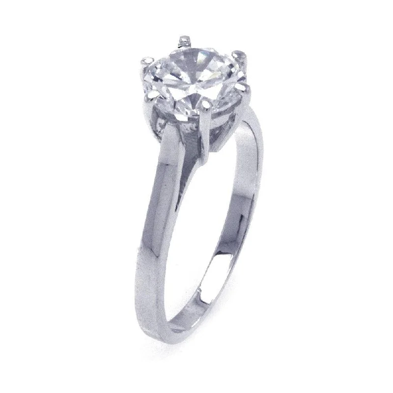 Silver 925 Rhodium Plated CZ Solitaire Ring - STR00788