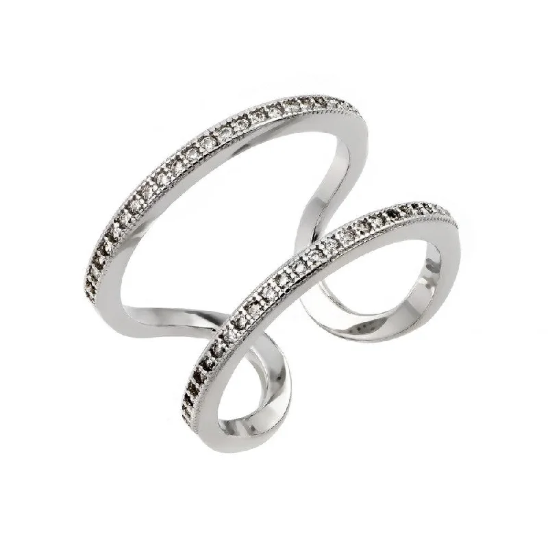 Silver 925 Rhodium Plated Entangling Ring - STR01022