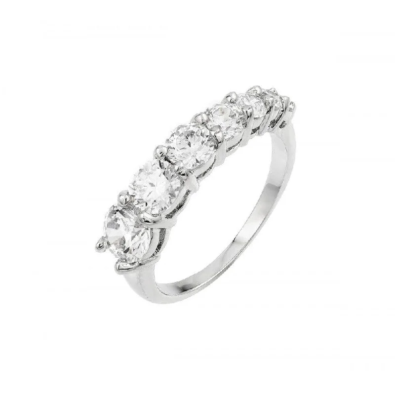 Silver 925 Rhodium Plated Graduated CZ Ring - BGR00859