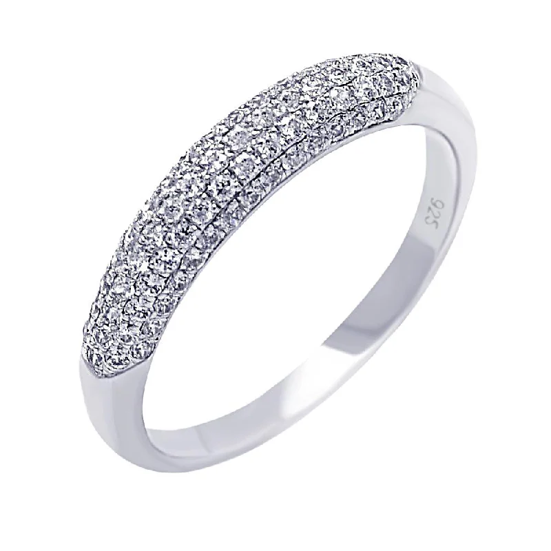 Silver 925 Rhodium Plated Micro Pave CZ Ring - ACR00032