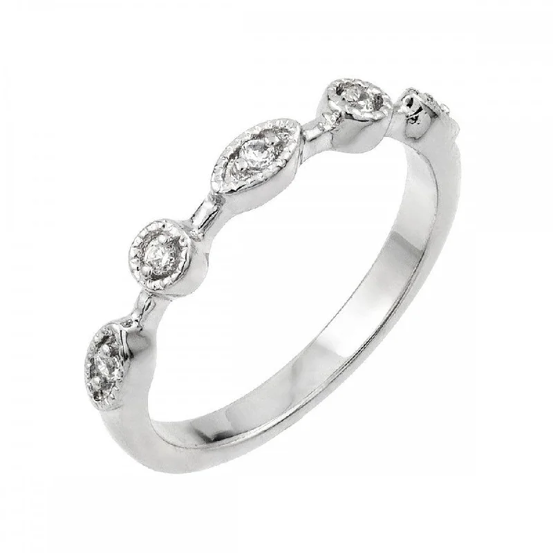 Silver 925 Rhodium Plated Multi Shaped Clear CZ Ring - BGR00855