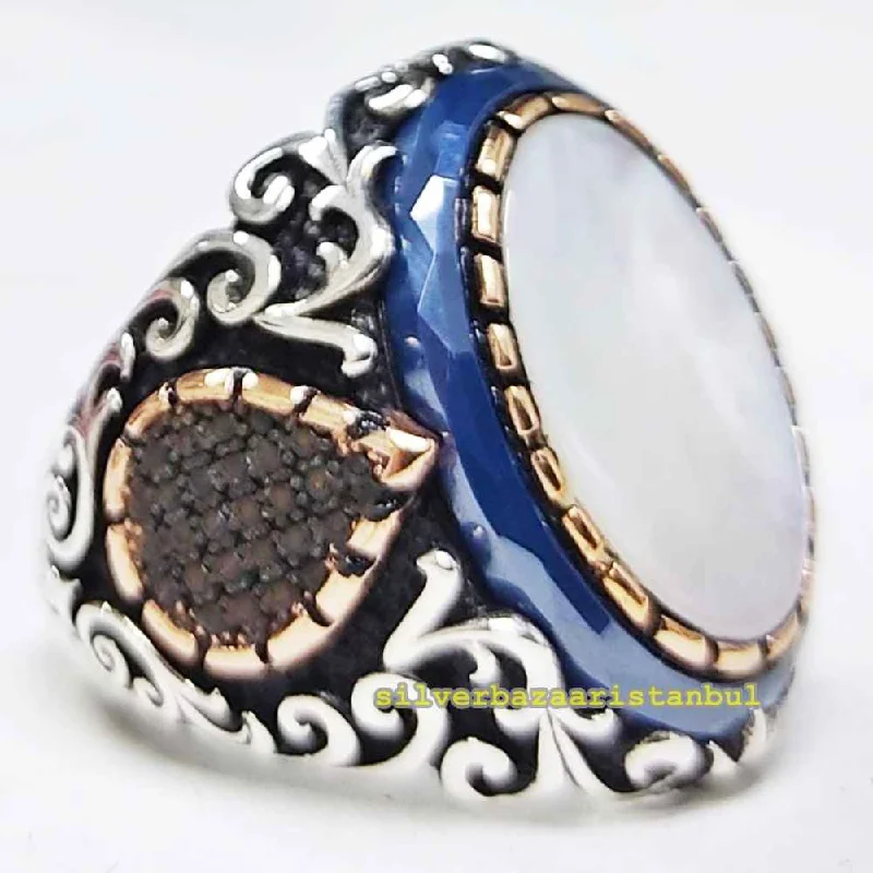 Wonderful Multi Stone 925 Sterling Silver Elegant Mens Ring