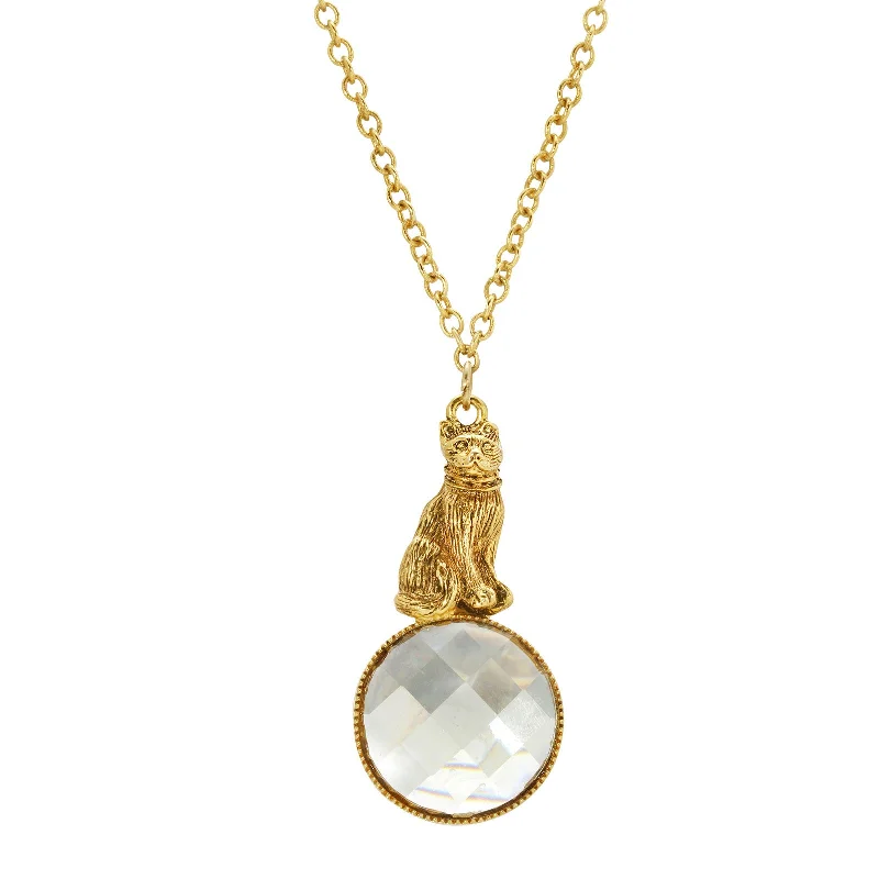 1928 Jewelry® Gold Tone Light Topaz Cat 28 Inches Pendant Necklace