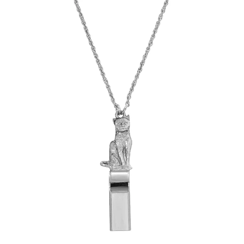 1928 Jewelry® Silver Tone Cat Whistle Necklace 28 In.