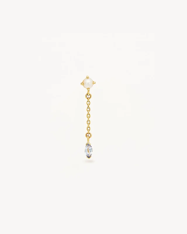 14k Solid Gold Into The Blue Chain Earring