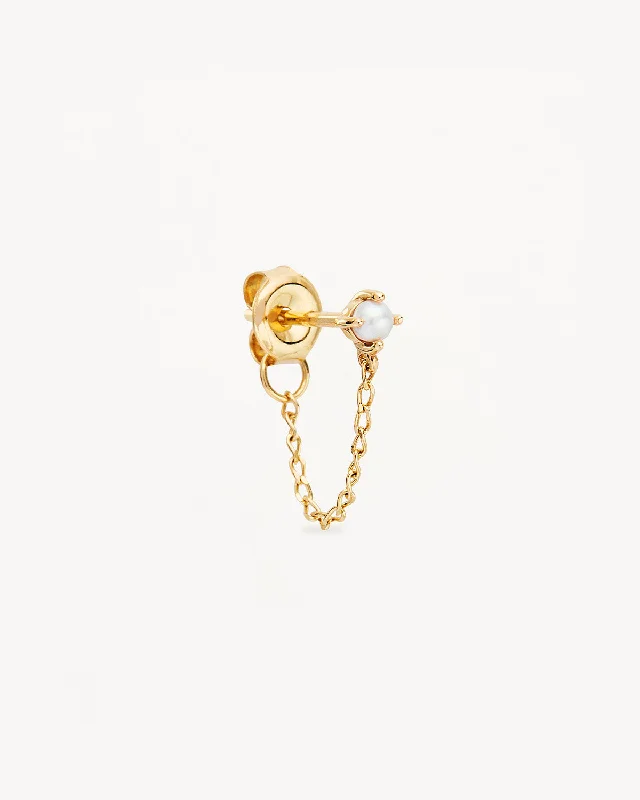 14k Solid Gold Peace Lover Chain Earring