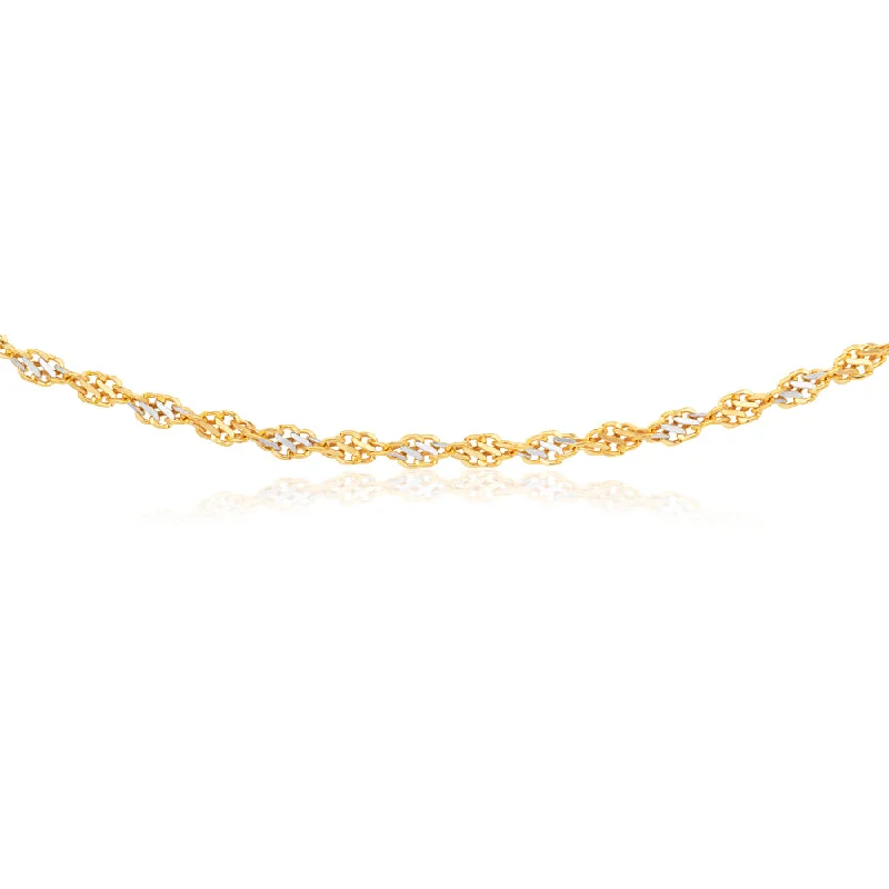 9ct Two-Tone Gold Filled 45cm Singapore Link Chain