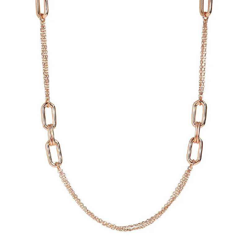 Bronzallure Purezza Rose Gold Plated 3Strand Oval Element Chain