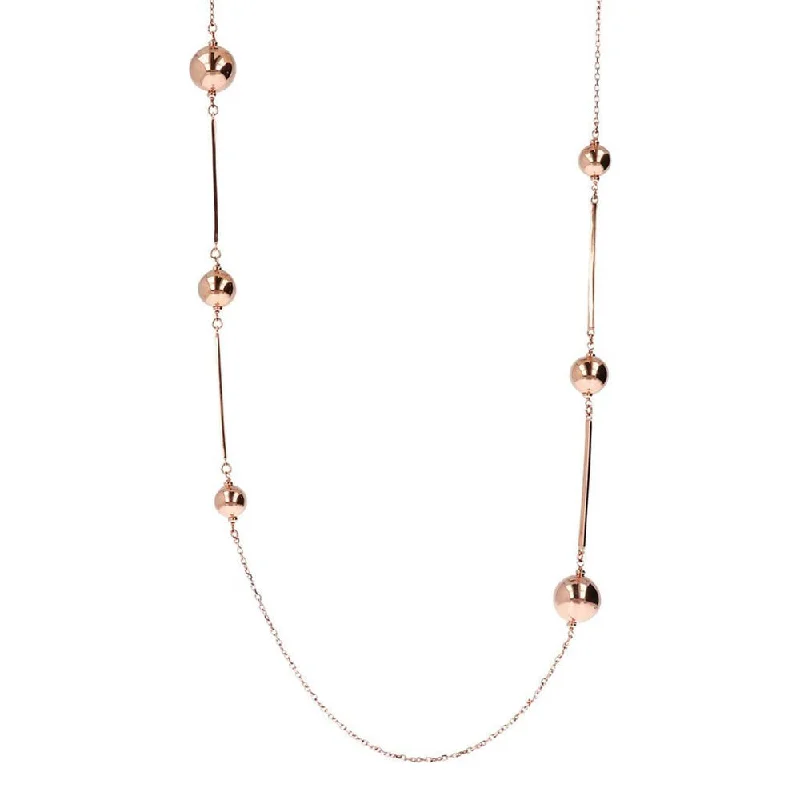 Bronzallure Rose Gold Plated Stick & Bread Chain