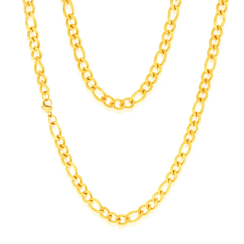 Stainless-Steel Gold-Plated Figaro 1:3 Fancy 60cm Chain