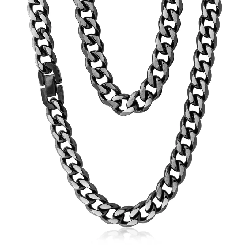 55cm Stainless Steel Reversible Black/Steel Curb Chain