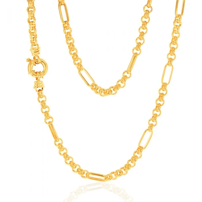 9ct Gold Silverfilled Fancy 9+1 Belcher 5.5mm Wide 45cm Chain