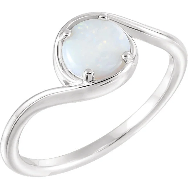 Australian Opal Round Bypass Ring - 14k Gold, Platinum or Sterling Silver