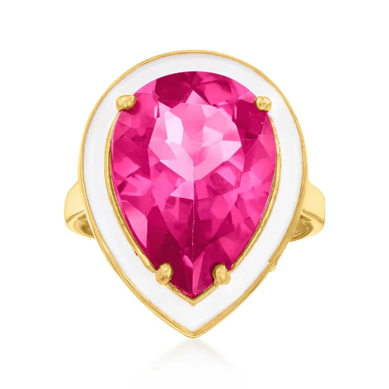 18K Yellow Gold Over Sterling Silver Pink Topaz Gemstone Solitaire Boho Ring