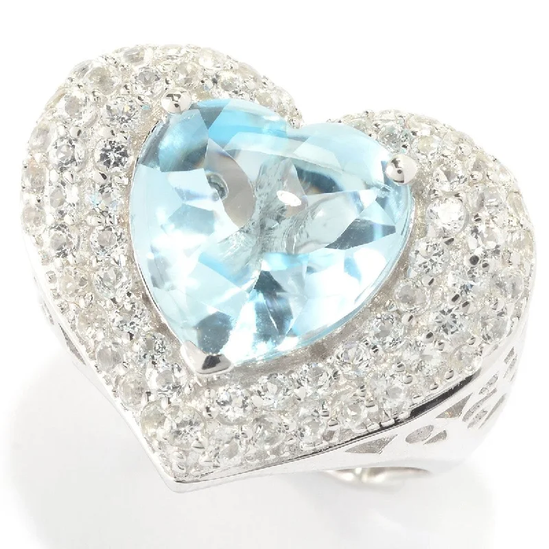 925 Sterling Silver Sky Blue Topaz,White Topaz Ring