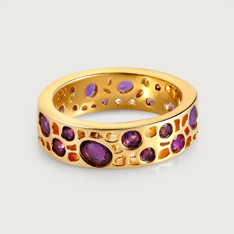 Amethyst Lattice Band Ring