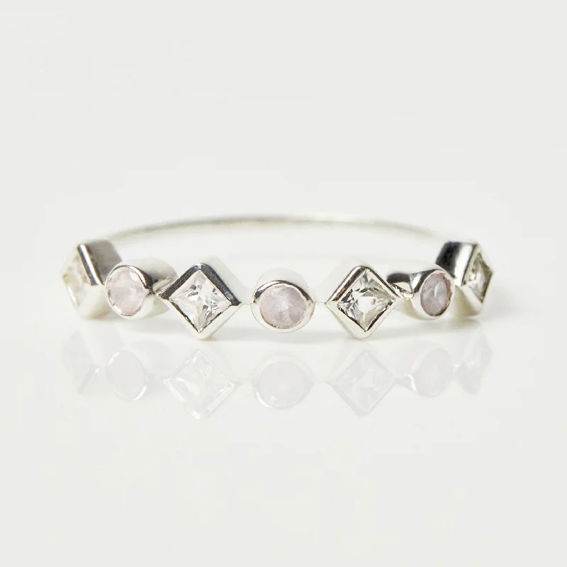 Ana CZ & Rose Quartz Stacking Ring