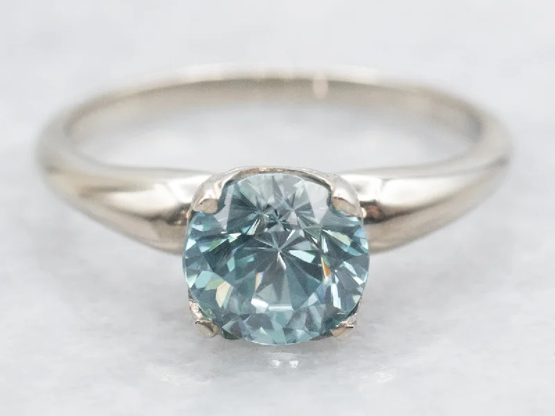 Blue Zircon Solitaire Ring