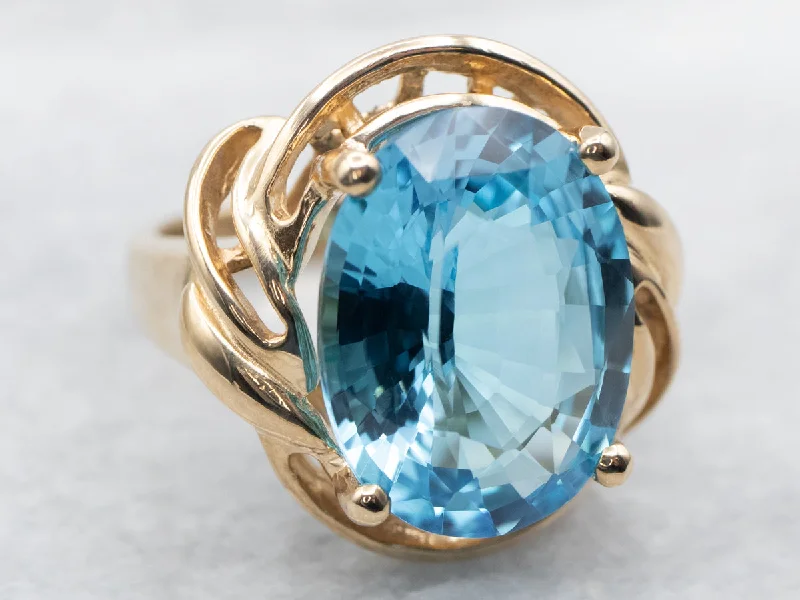 Bold Blue Topaz Yellow Gold Cocktail Ring