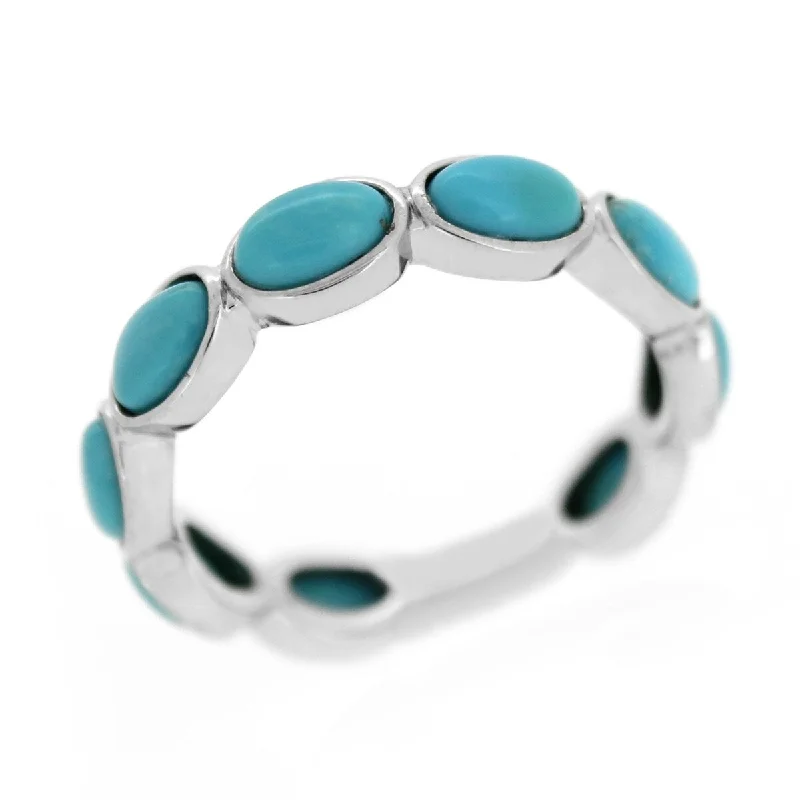 Campitos Turquoise Gemstone Ring, 925 Sterling Silver Band Ring