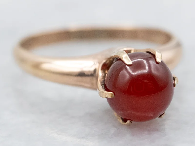 Carnelian Ball Solitaire Ring