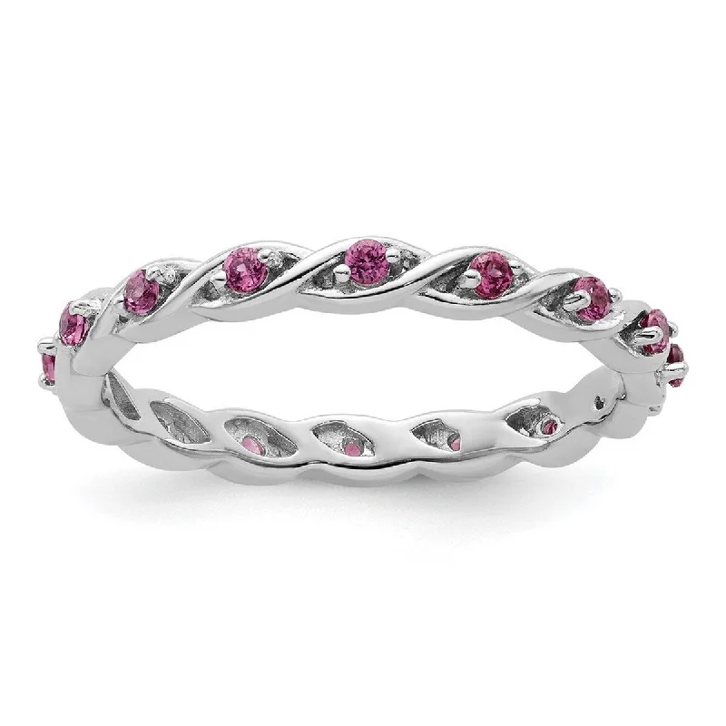 Curata 2.5mm 925 Sterling Silver Polished Prong set Stackable Expressions Rhodolite Garnet Ring