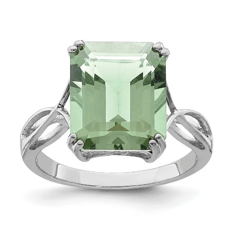 Curata 925 Sterling Silver Polished Green Quartz Ring