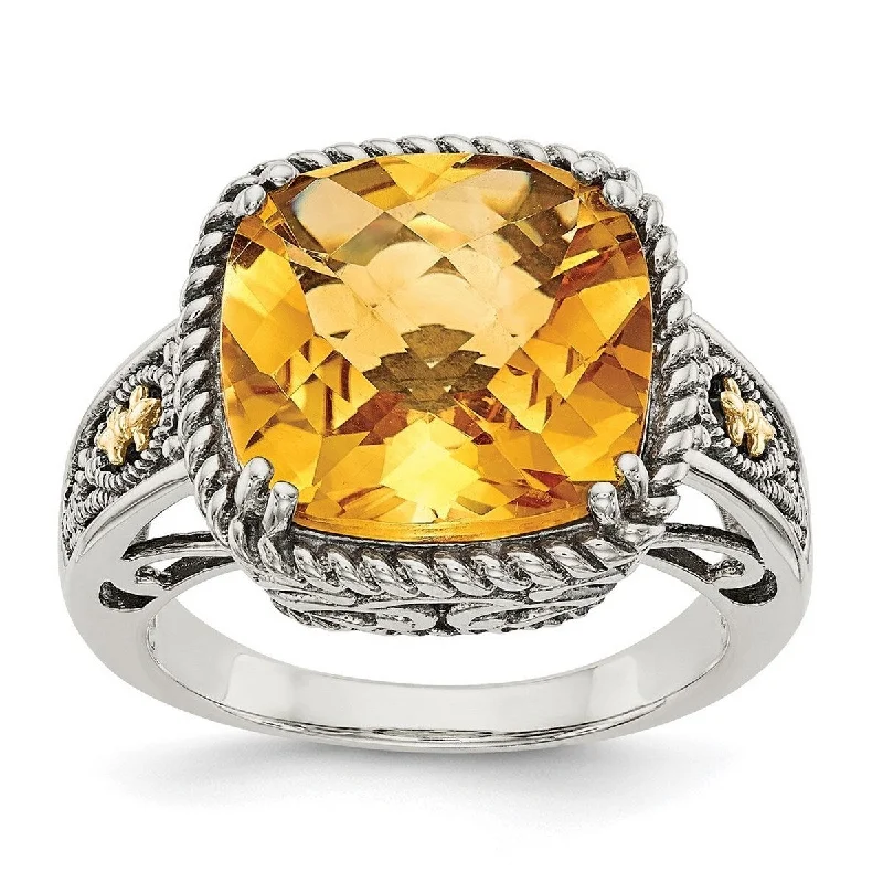 Curata 925 Sterling Silver Polished With 14k Citrine Ring