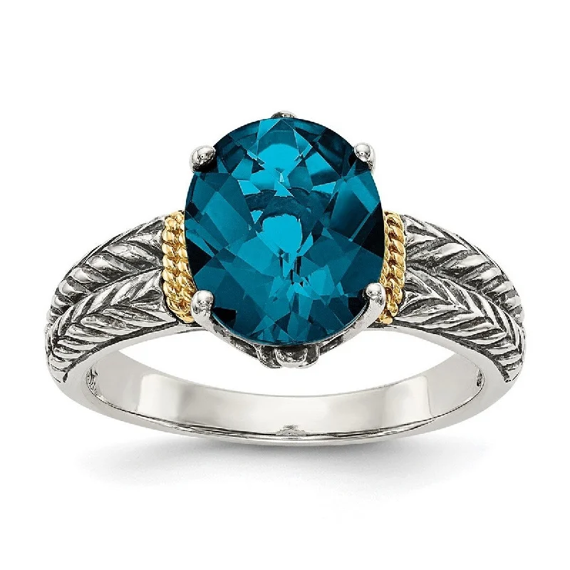 Curata 925 Sterling Silver Polished With 14k London Blue Topaz Ring