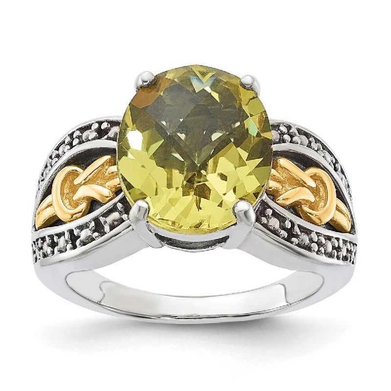 Curata 925 Sterling Silver With 14k 3.30Lemon Quartz Ring