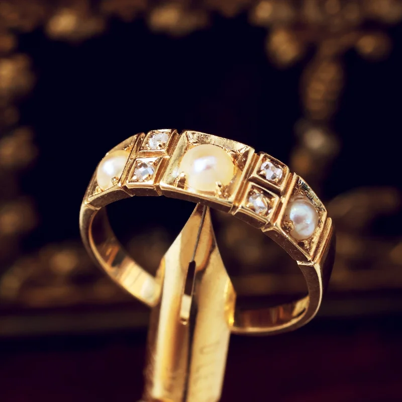 Antique Victorian Diamond & Pearl Ring