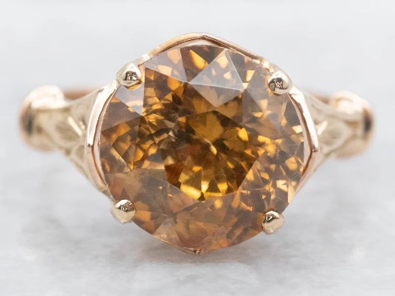 Victorian Revival Golden Zircon Ring