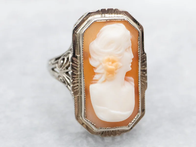 Vintage Lady's Profile Cameo Ring