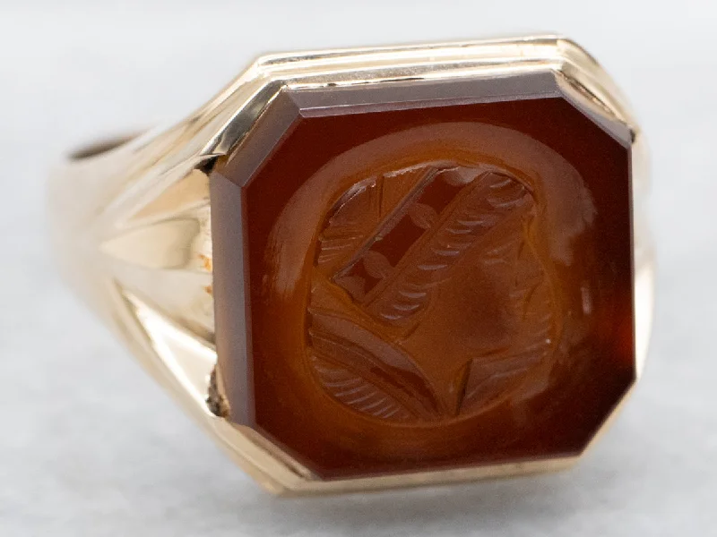 Men's Vintage Sardonyx Intaglio Ring